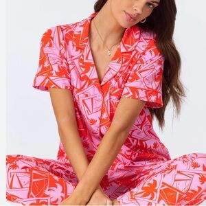 🎄🎁NWT Trina Turk/BedHead Tennis Tropical Print Cropped pant ss shirt PJ XS